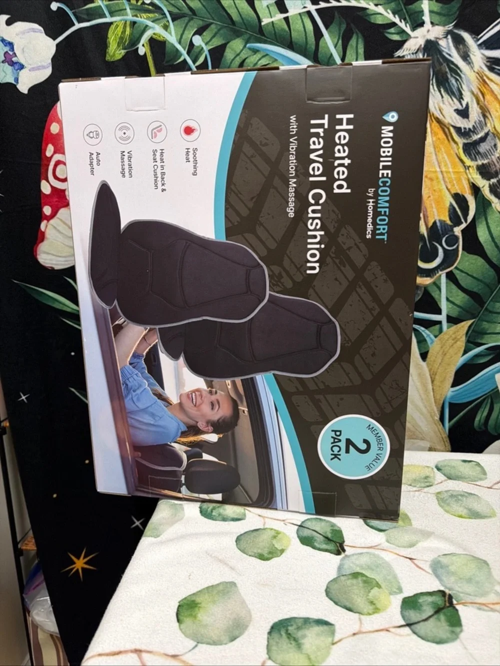 Homedics Mobile Comfort Heated Travel Cushion Set - Black